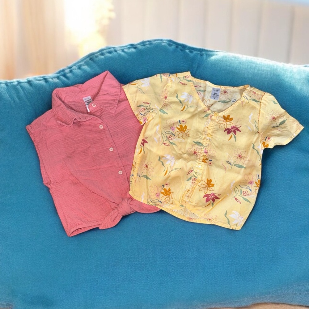 Floral Yellow and Pink Kids Shirts Set Carters 6-6X